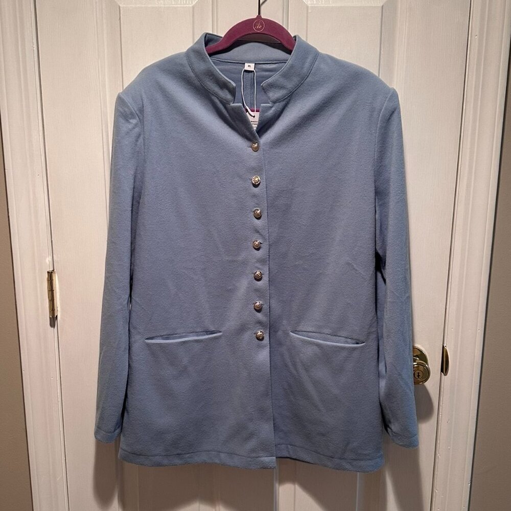 NWT Blue Sweater Jacket with Gold Buttons - Size Extra Large